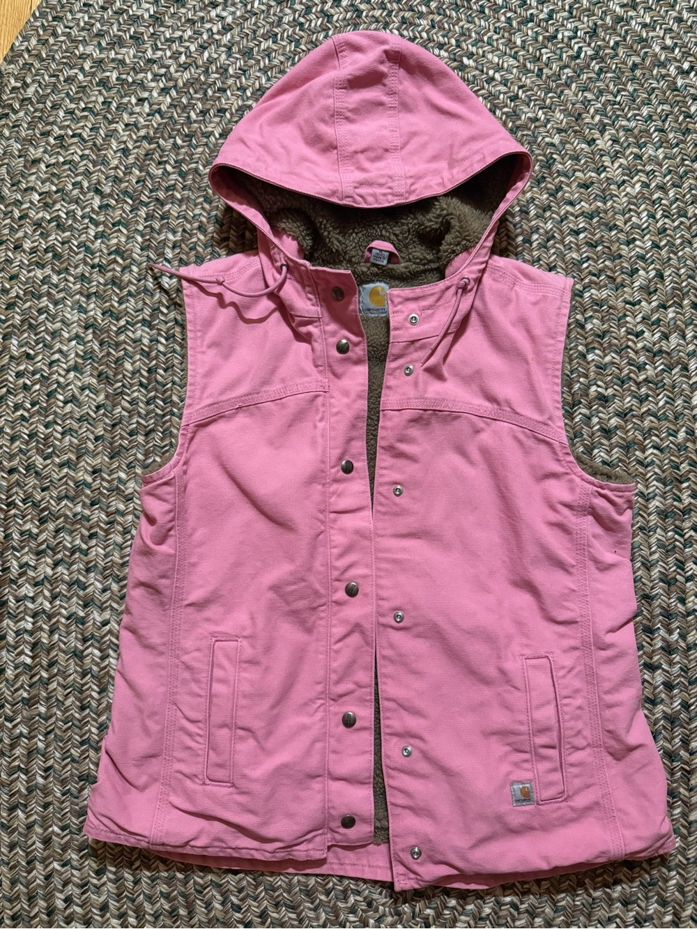 Vintage Rare Bubble Gum Pink Hooded Carhartt Sherpa Lined Vest
